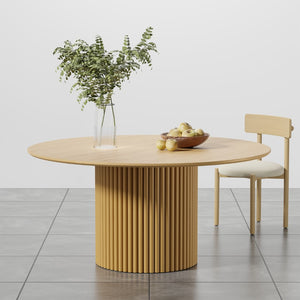 HomeRoots 60" Black Wood Pedestal Dining Table - Stylish Round Top for Modern Homes, Game Nights & More! 713567