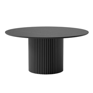 HomeRoots 67" Elegant Black Wood Oval Dining Table with Double Pedestal Base – Perfect for Meals & Workspace 713568