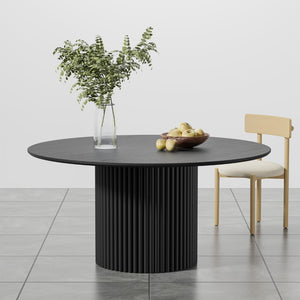 HomeRoots 67" Elegant Black Wood Oval Dining Table with Double Pedestal Base – Perfect for Meals & Workspace 713568