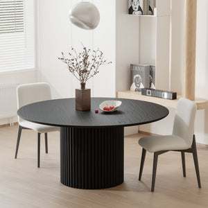 HomeRoots 67" Elegant Black Wood Oval Dining Table with Double Pedestal Base – Perfect for Meals & Workspace 713568