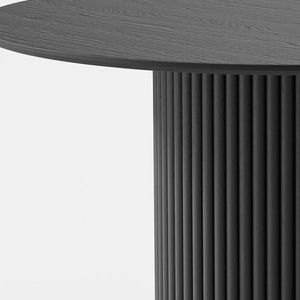 HomeRoots 67" Elegant Black Wood Oval Dining Table with Double Pedestal Base – Perfect for Meals & Workspace 713568