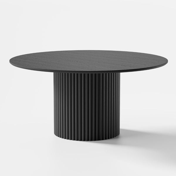 HomeRoots 67" Elegant Black Wood Oval Dining Table with Double Pedestal Base – Perfect for Meals & Workspace 713568