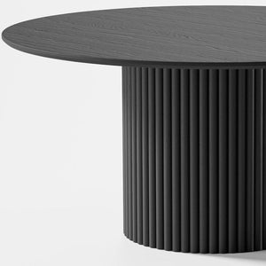HomeRoots 67" Elegant Black Wood Oval Dining Table with Double Pedestal Base – Perfect for Meals & Workspace 713568