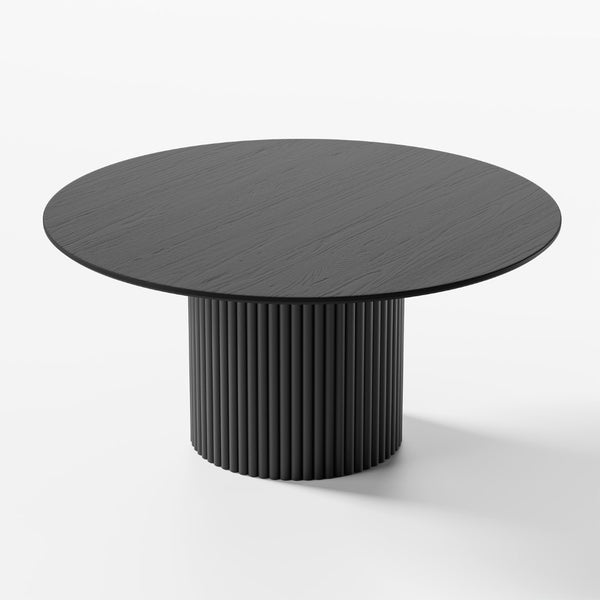 HomeRoots 67" Elegant Black Wood Oval Dining Table with Double Pedestal Base – Perfect for Meals & Workspace 713568