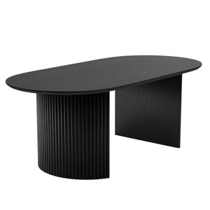 HomeRoots 67" Elegant Natural Wood Double Pedestal Dining Table - Versatile Oval Design for Any Space 713569