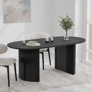 HomeRoots 67" Elegant Natural Wood Double Pedestal Dining Table - Versatile Oval Design for Any Space 713569