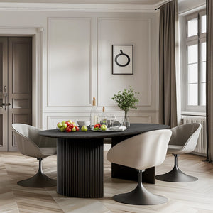 HomeRoots 67" Elegant Natural Wood Double Pedestal Dining Table - Versatile Oval Design for Any Space 713569