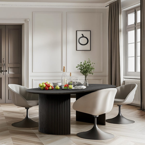 HomeRoots 67" Elegant Natural Wood Double Pedestal Dining Table - Versatile Oval Design for Any Space 713569