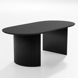 HomeRoots 67" Elegant Natural Wood Double Pedestal Dining Table - Versatile Oval Design for Any Space 713569