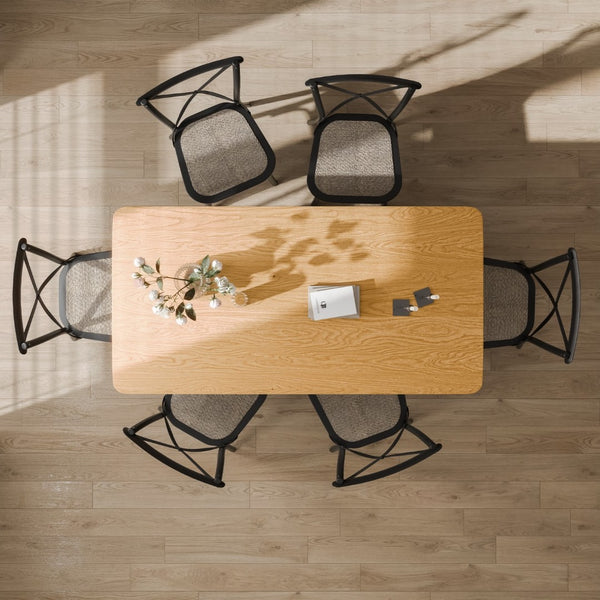 HomeRoots 67" Black Wood Double Pedestal Dining Table - Modern Elegance, Versatile Design for Any Space 713570