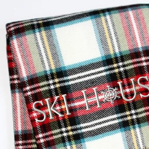 HomeRoots 55" Cozy Ski House Tartan Plaid Throw Blanket - Embroidered, Soft Cotton Blend with Fringe Trim 713572