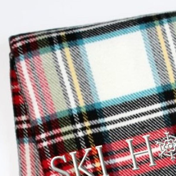 HomeRoots 55" Cozy Ski House Tartan Plaid Throw Blanket - Embroidered, Soft Cotton Blend with Fringe Trim 713572
