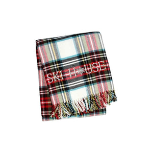 HomeRoots 55" Cozy Ski House Tartan Plaid Throw Blanket - Embroidered, Soft Cotton Blend with Fringe Trim 713572