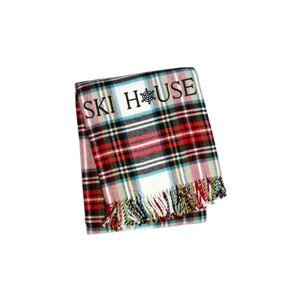 HomeRoots 55" Sage & White Cotton Blend Throw Blanket with Embroidery & Fringe - Perfect for Cozy Lake House Décor 713573