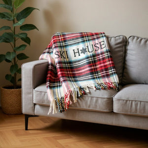 HomeRoots 55" Sage & White Cotton Blend Throw Blanket with Embroidery & Fringe - Perfect for Cozy Lake House Décor 713573