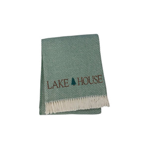 HomeRoots 55" Coastal Charm Navy Blue & White Striped Cotton Throw Blanket with Embroidered Detail & Fringe 713574