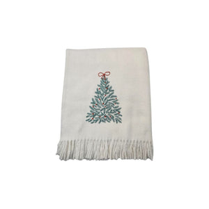 HomeRoots 55" Navy Blue Woven Snowman Throw Blanket - Ultra-Soft Cotton Blend with Fringe for Cozy Comfort 713576