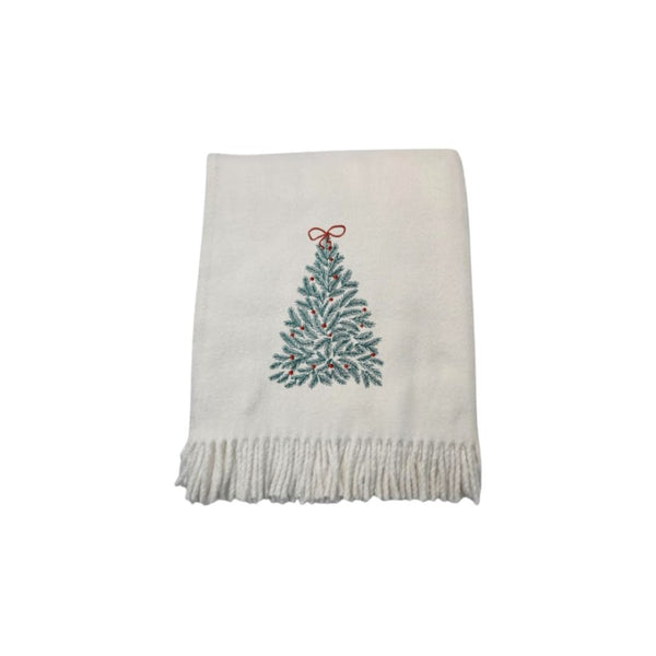 HomeRoots 55" Navy Blue Woven Snowman Throw Blanket - Ultra-Soft Cotton Blend with Fringe for Cozy Comfort 713576