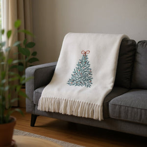 HomeRoots 55" Navy Blue Woven Snowman Throw Blanket - Ultra-Soft Cotton Blend with Fringe for Cozy Comfort 713576