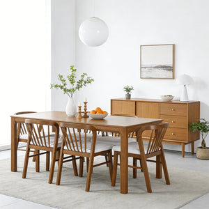 English Elm Solid Rubberwood Dining Table Thick Slab Top Seats 8 Modern Farmhouse Kitchen Walnut N768P427476W