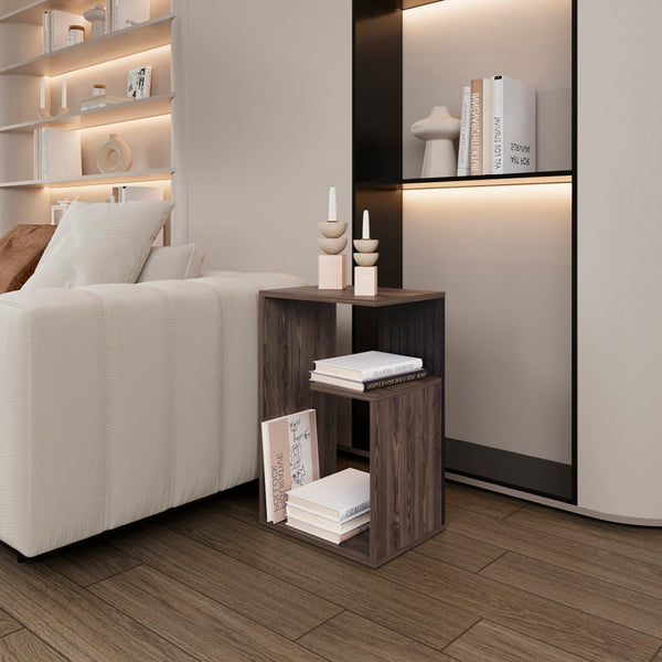 English Elm Side Table Sallis - Compact Dark Walnut Accent Table For Living Rooms, Storage & Style Combined! B092P309182-GIGA