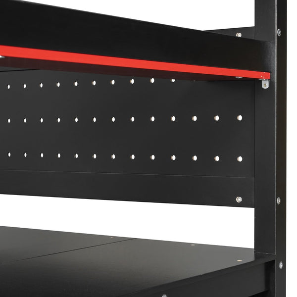 English Elm Full Size Gaming Loft Bed with Led Lighting Desk Shelves and Usb Charging Ports N820S00071J