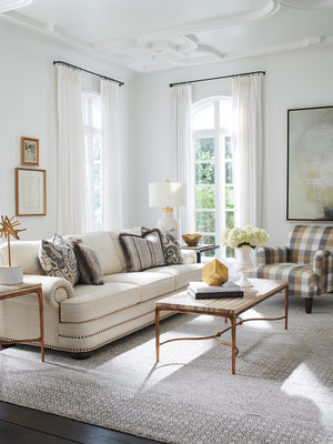 Lexington Menlo Park Cocktail Table With Exotic Tiger Brown Travertine Top And Artisan Maritime Brass Base Montecito  740-945