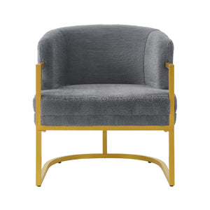 English Elm Modern Faux Fur Accent Chair Plush Upholstered Seat with Gold Iron Legs for Any Room Grey N763P360688E