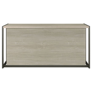 English Elm Brisley Weathered Whitewashed Grey Office Desk with Gunmetal Sled Base, 3-Drawer Ergonomic Storage (60") B062P333477