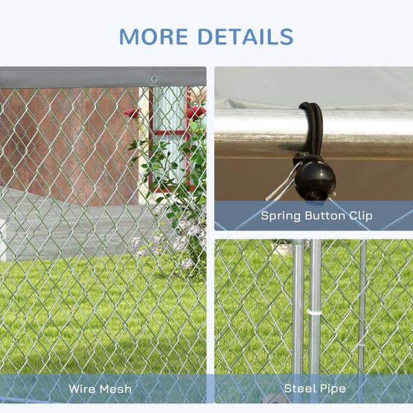 English Elm Pawhut Galvanized Steel Outdoor Dog Run with Lockable Door for Large Breeds W2225P173783