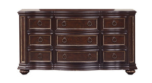 English Elm Paris G09300-D Dresser with Velvet-Lined Top Drawer, Wood Veneer Finish, Iron-Style Handles & Bun Feet Cherry 72 L x 23 W x 37 H B078P301566