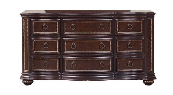 English Elm Paris G09300-D Dresser with Velvet-Lined Top Drawer, Wood Veneer Finish, Iron-Style Handles & Bun Feet Cherry 72 L x 23 W x 37 H B078P301566