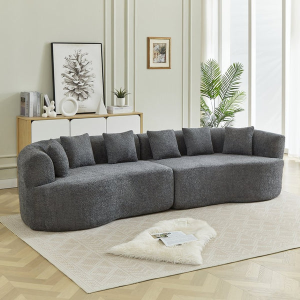 English Elm Curved Chenille Sectional Sofa Oversized Four Seat Cloud Foam Living Room Lounge W3505P355583