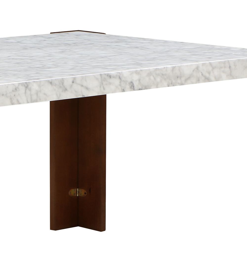 English Elm Hettie Contemporary Dining Table with Engineered Marble Stone Top, Walnut Legs, Durable 100lbs Capacity B2726P277292