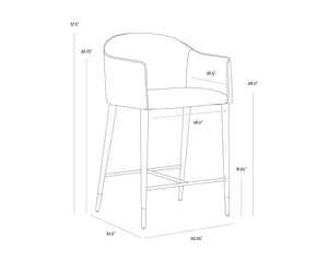 Sunpan KYLIN Modern Counter Stool - Dillon Cream & Bravo Ash Faux Leather, Stylish & Durable Design 112244