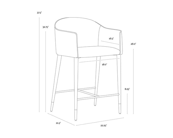 Sunpan KYLIN Modern Counter Stool - Dillon Cream & Bravo Ash Faux Leather, Stylish & Durable Design 112244