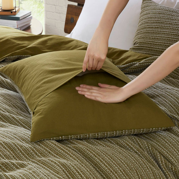 English Elm 3PCS Waffle Washed Comforter Set Full/Queen with Breathable 100% Cotton Face and Plush 270G Fill Green 23 L x 21 W x 12 H B035P341104