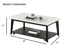 English Elm Contemporary 3-Piece Table Set With Marble Tops, Open Storage, And Stylish Black-White Finish B2741S00645