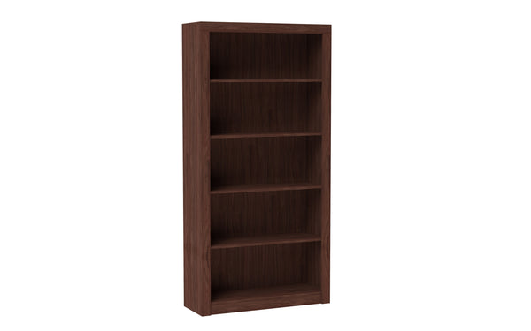 English Elm Olinda Modern 5-Shelf Tall Bookcase — Contemporary Open Shelving for Living Room, Office Storage Walnut Brown B365P398313