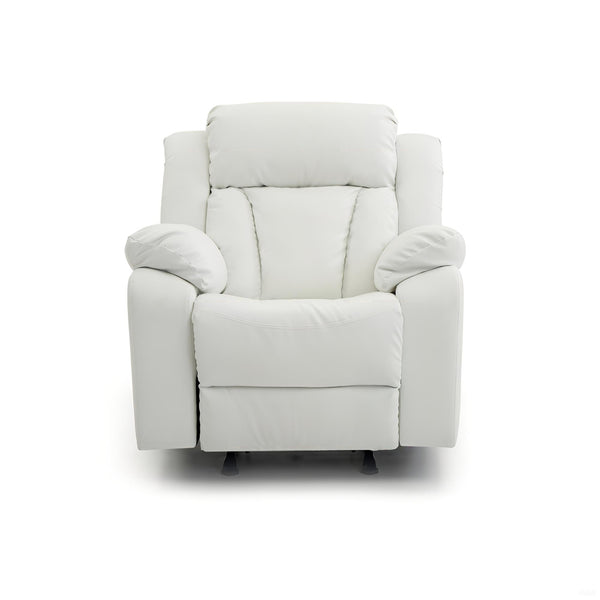 English Elm Elegant PU Recliner Chair with Padded Arms and Compact 41"H x 38"W x 37"D Comfort for Small Spaces White 26 L x 39 W x 30 H B078108394
