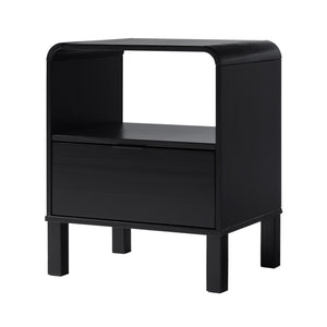 24" Rounded Edge 1 Drawer Nightstand Black ELIB4CBL Walker Edison