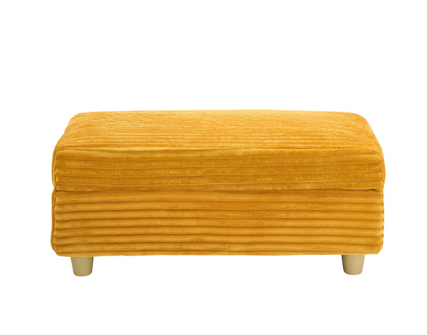 English Elm Orange Corduroy Single Sofa with Ottoman Storage, Built-In Armrest Compartments, Removable Pillow Covers W1658S00140