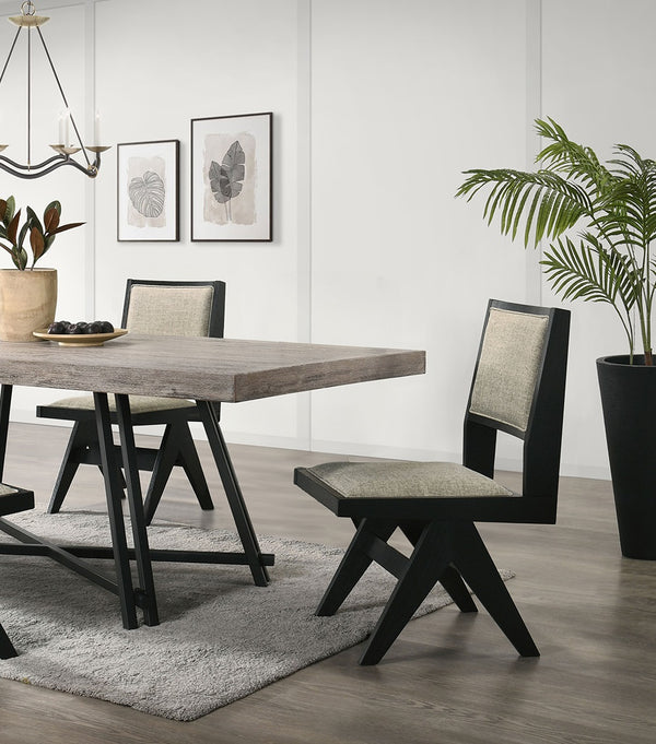 English Elm Contemporary Upholstered Dining Arm Chairs Set of 2 with Trestle Base, Foam Cushion, Plank Arms Black 37 L x 25.5 W x 9 H B011P286742