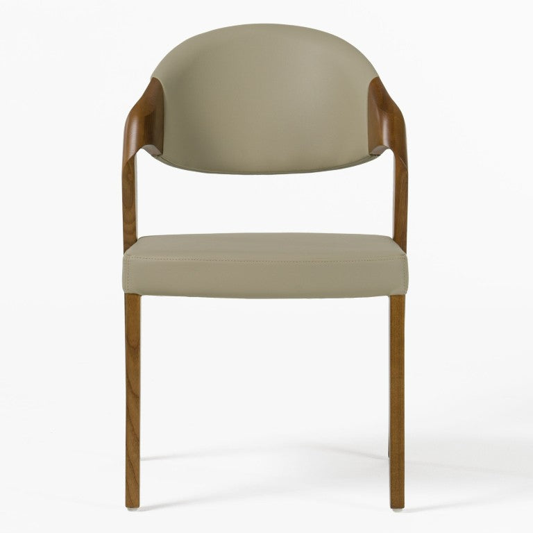 VIG Furniture Arlo Mid-Century Beige Vegan Leather Dining Chairs Set Of 2 — Walnut Ash Frame, Padded Comfort, No-Assembly VGCSCH-1488-GRY