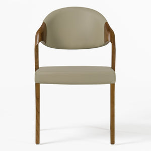 VIG Furniture Arlo Mid-Century Beige Vegan Leather Dining Chairs Set Of 2 — Walnut Ash Frame, Padded Comfort, No-Assembly VGCSCH-1488-GRY