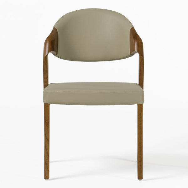 VIG Furniture Arlo Mid-Century Beige Vegan Leather Dining Chairs Set Of 2 — Walnut Ash Frame, Padded Comfort, No-Assembly VGCSCH-1488-GRY