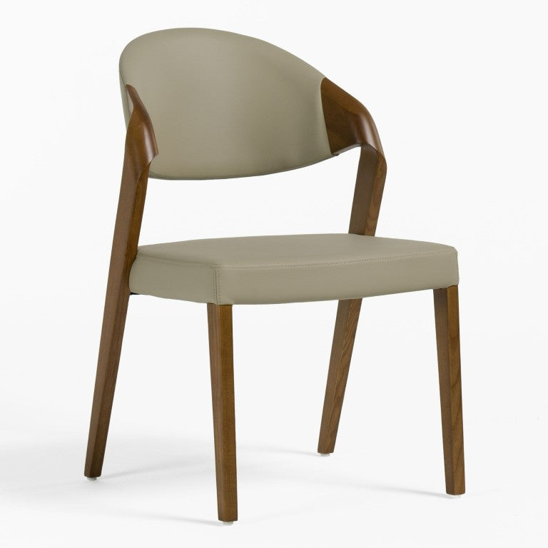 VIG Furniture Arlo Mid-Century Beige Vegan Leather Dining Chairs Set Of 2 — Walnut Ash Frame, Padded Comfort, No-Assembly VGCSCH-1488-GRY