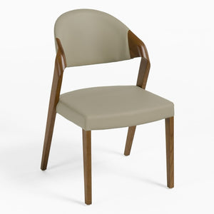 VIG Furniture Arlo Mid-Century Beige Vegan Leather Dining Chairs Set Of 2 — Walnut Ash Frame, Padded Comfort, No-Assembly VGCSCH-1488-GRY