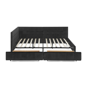 English Elm Full Size Upholstered Tufted Bed Frame - Stylish Velvet Sofa Bed With Armrests & Backrest Comfort W487S00309