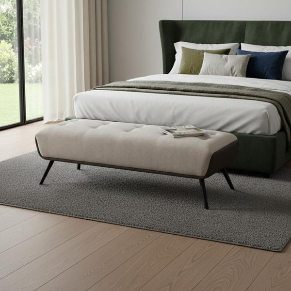 HomeRoots 63" Gray Faux Leather Bench with Metal Legs – Stylish, Durable Seating for Bedroom or Entryway Decor 714183